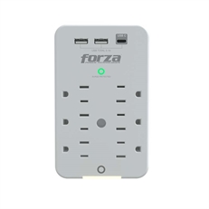 Forza FWT-631USBC - Protector de Voltaje, 6 Salidas y 2 Puertos USB, 110V, 15A, 490 Joules