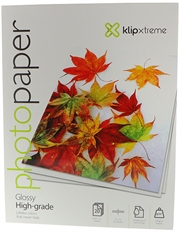 Klip Xtreme KPG-120  -  Papel Fotográfico Satinado, 8.5 x 11 pulgadas, 20 Hojas