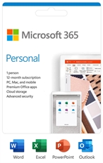 Microsoft 365 Personal  - Tarjeta de Activación, Licencia Base, 1 Dispositivo, 1 Año, Windows 10, macOS, Android, iOS