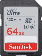 SanDisk Ultra - Memoria SD, 64GB, Clase 10