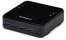 StarTech.com HBS304A24A - Switch Hub USB 4x4 para Compartir Dispositivos Periféricos, 4 Puertos, USB 3.0, 5Gbps